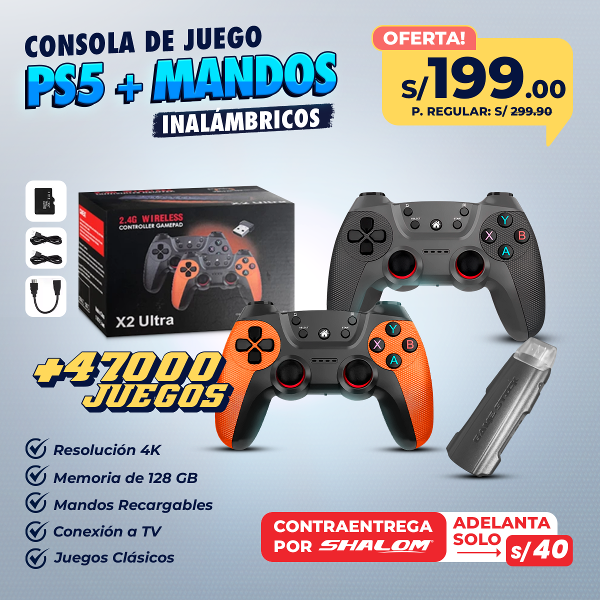 Consola de Juego PS5 + Mandos Inalámbricos