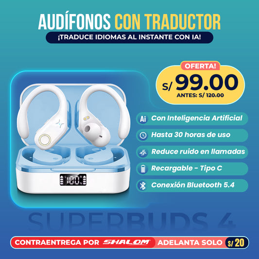 Audífonos Traductor AI SuperBuds 3 – Deportivos, 30H batería, Bluetooth 5.4