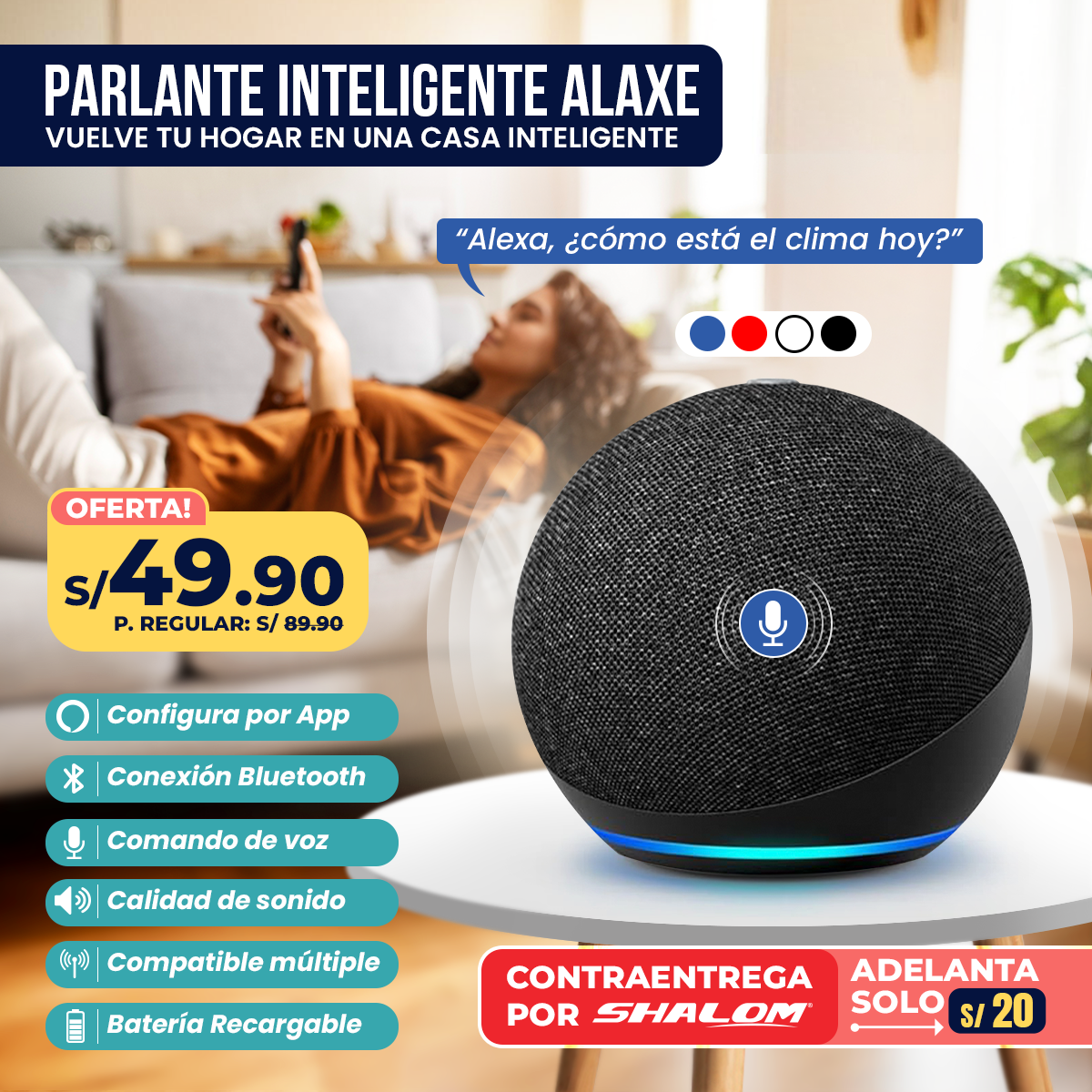 Parlante Inteligente Alaxe – Convierte tu hogar en una Casa Inteligente