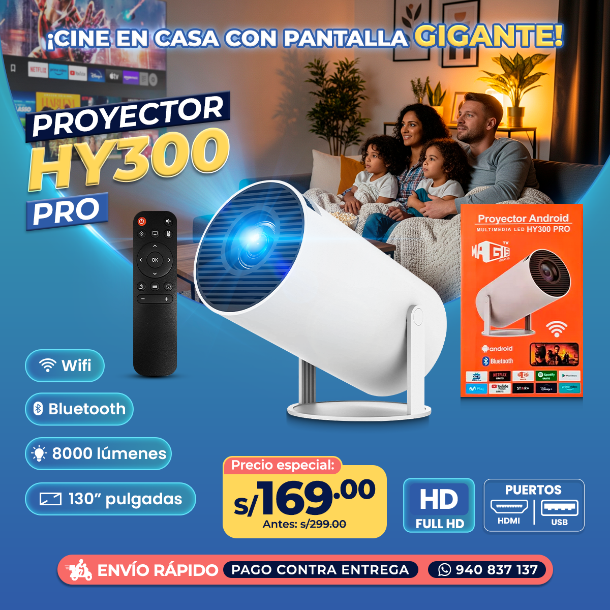Proyector HY300 Ultra HD – Cine en Casa