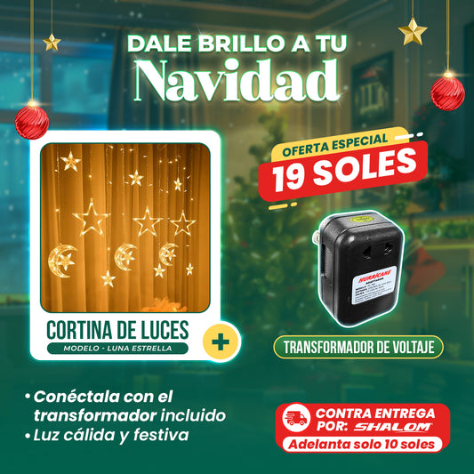 Cortina de Luces Navideñas con Transformador – Luz Cálida y Festiva