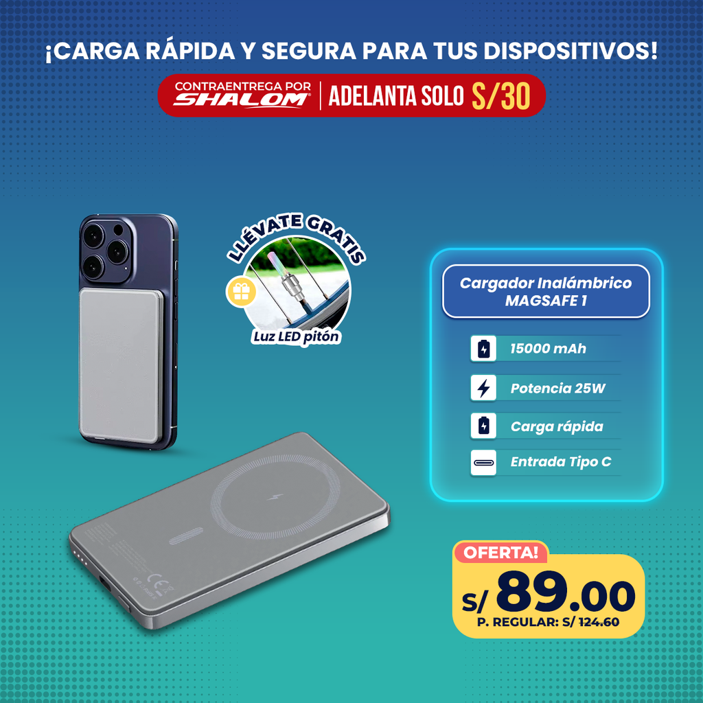 Cargador Portátil MAGSAFE 15000mAh / 25W CARGA INALÁMBRICA