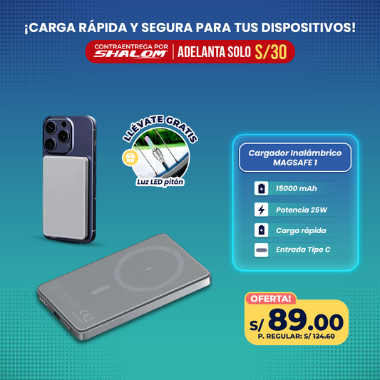 Cargador Portátil MAGSAFE 15000mAh / 25W CARGA INALÁMBRICA