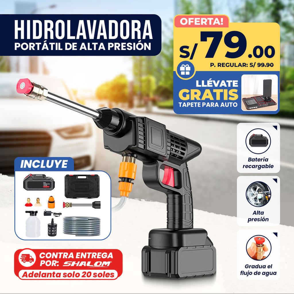 Kit de Limpieza para Auto – Hidrolavadora Portátil con Pistola de Agua a Presión