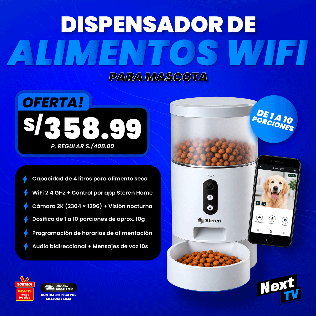 DISPENSADOR DE ALIMENTOS WIFI PARA MASCOTA - N2408