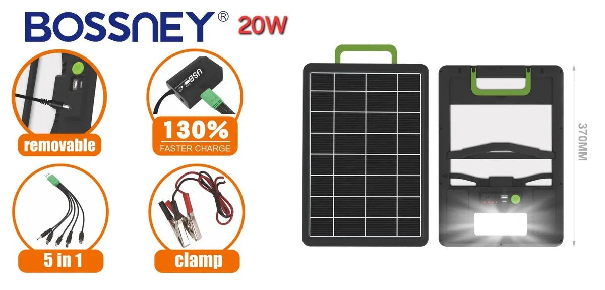 PANEL SOLAR PORTÁTIL BOSSNEY 20W ☀️