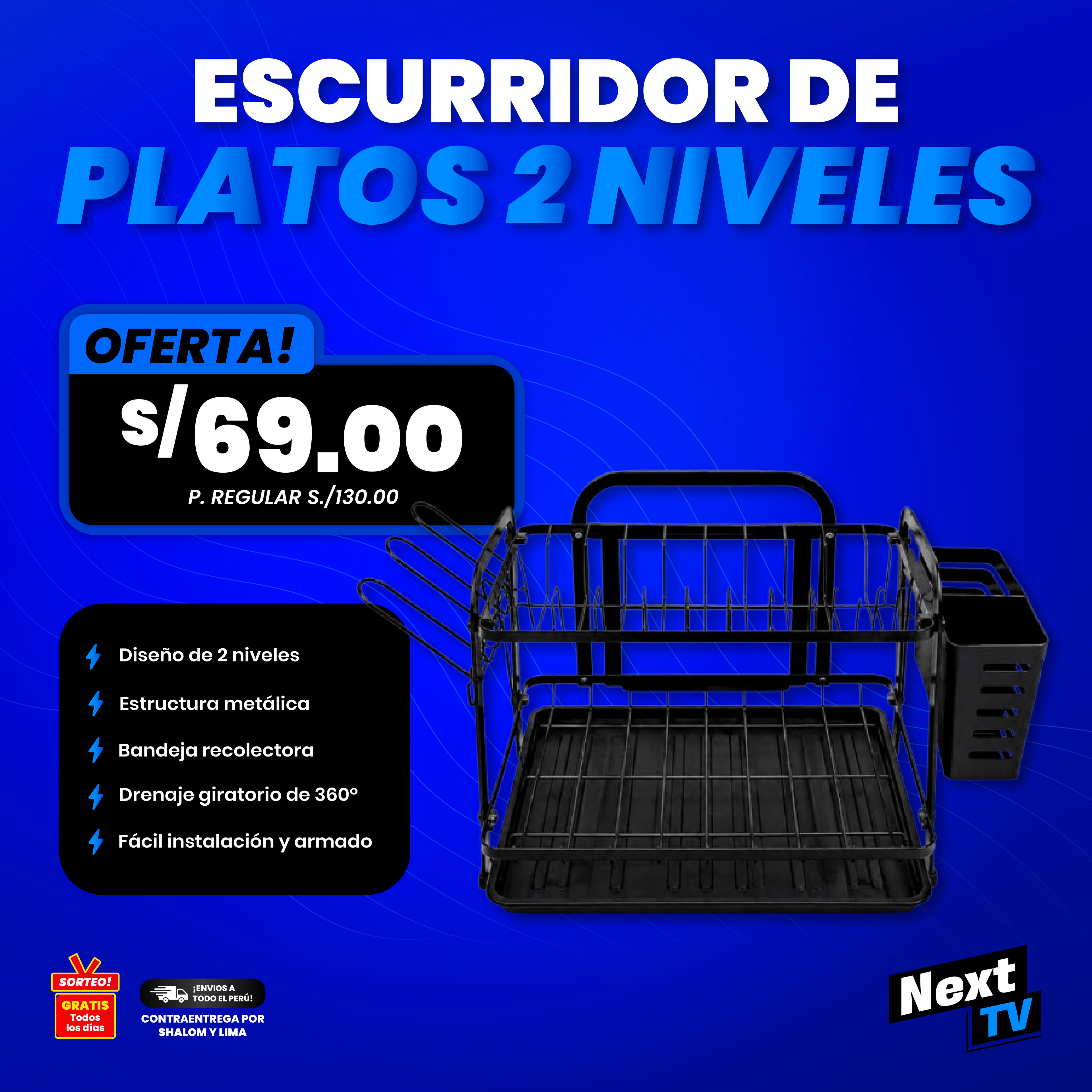ESCURRIDOR DE PLATOS 2 NIVELES
