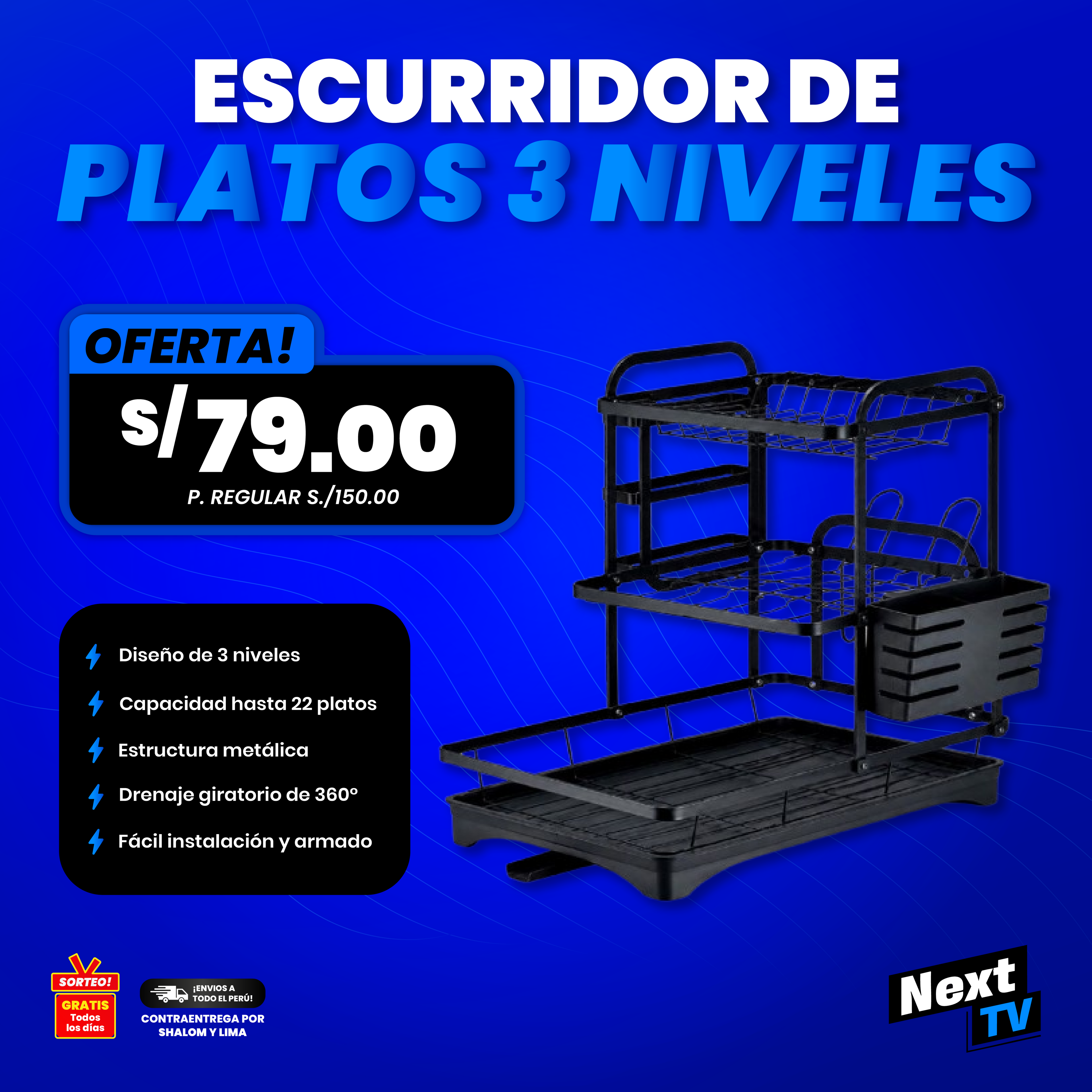 ESCURRIDOR DE PLATOS 3 NIVELES
