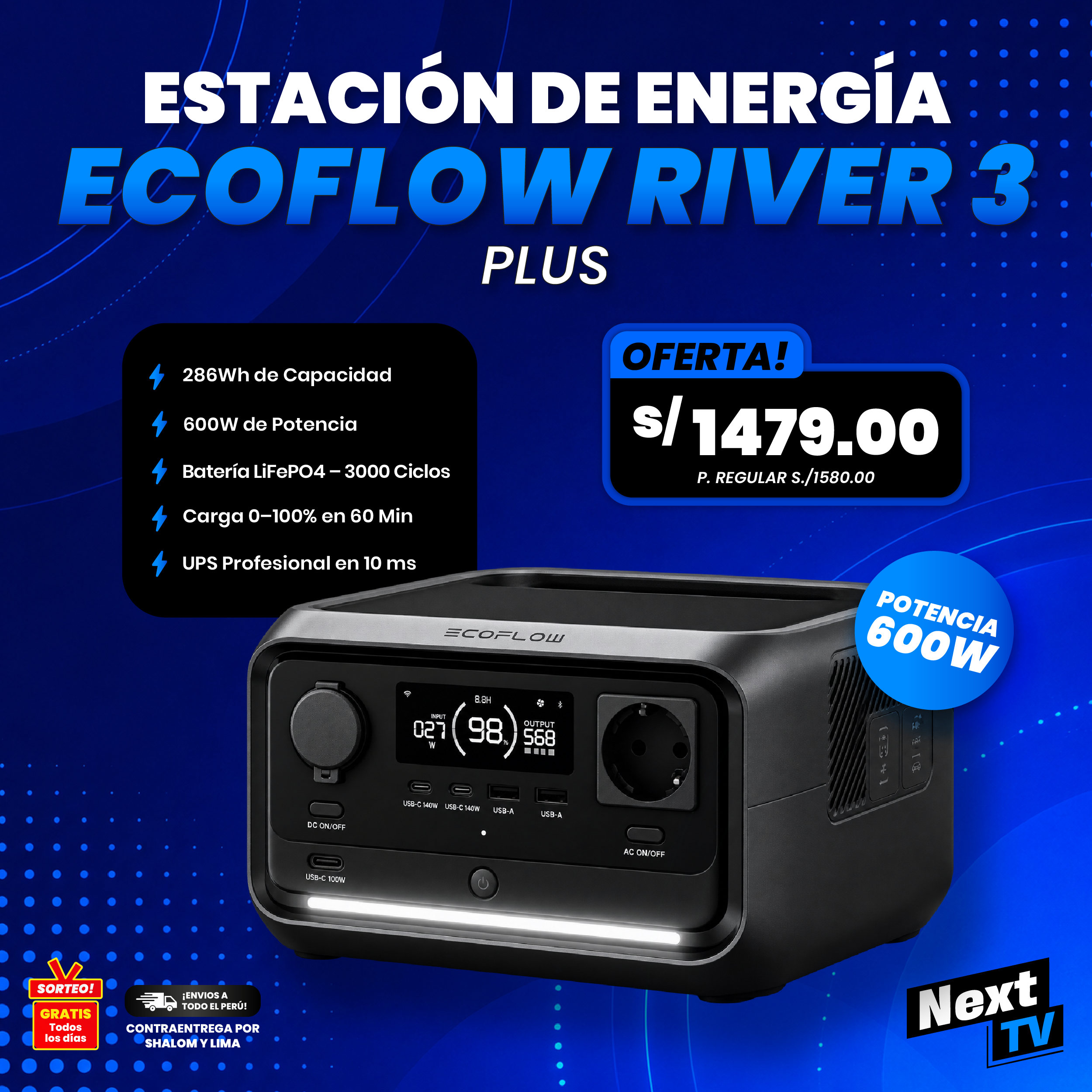 ESTACIÓN DE ENERGÍA ECOFLOW RIVER 3 PLUS