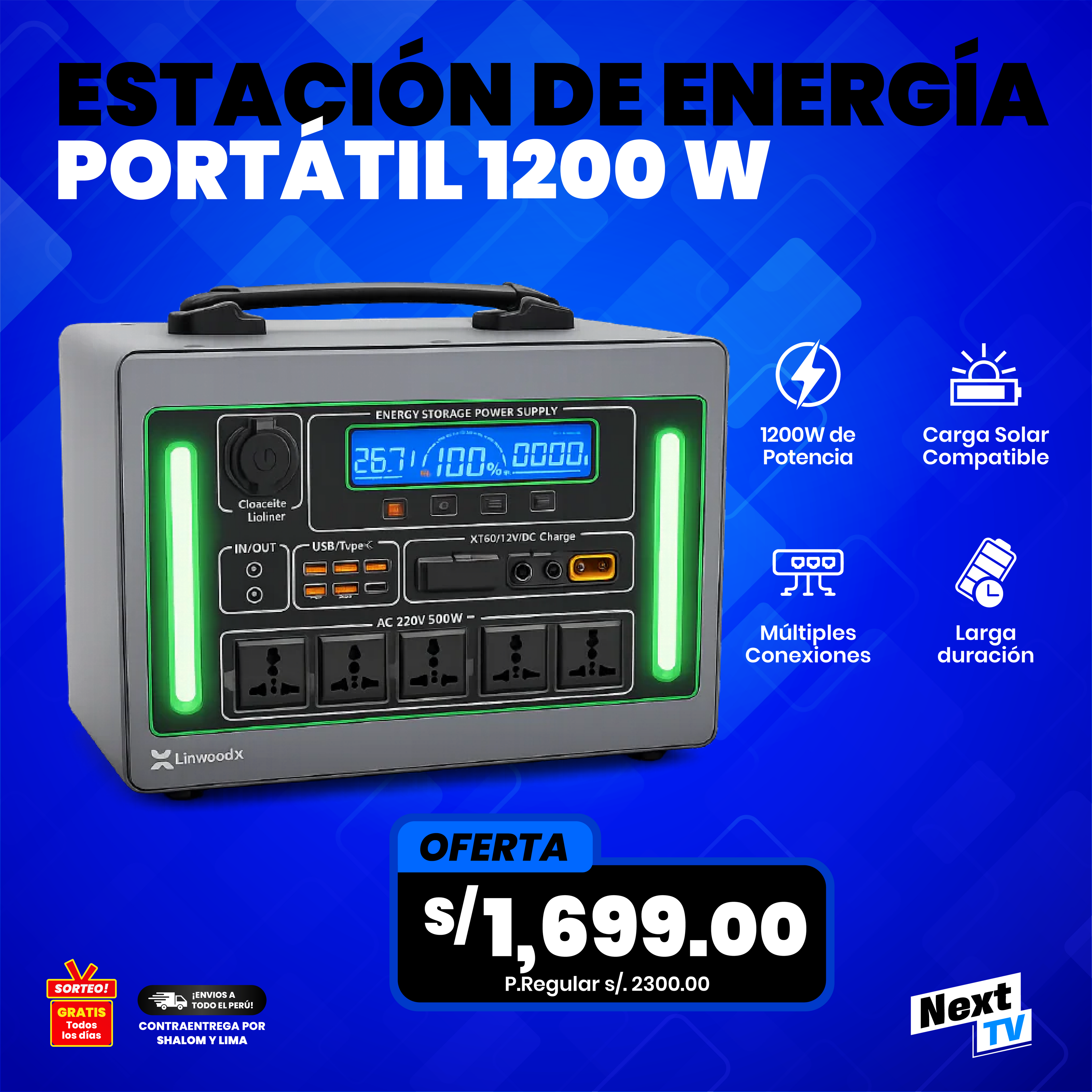 Estación de Energía Portátil 1200W