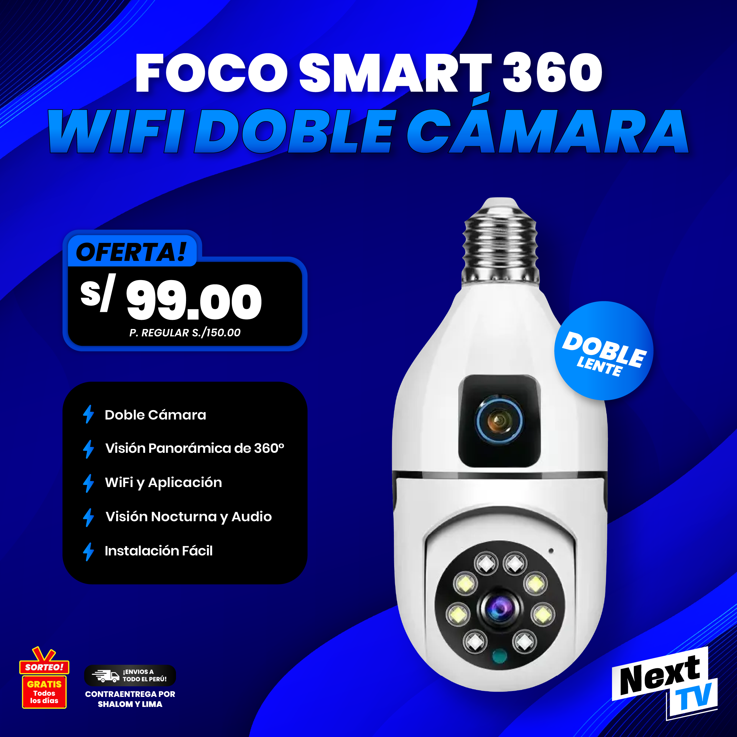 FOCO 360 WIFI CAMARA DOBLE