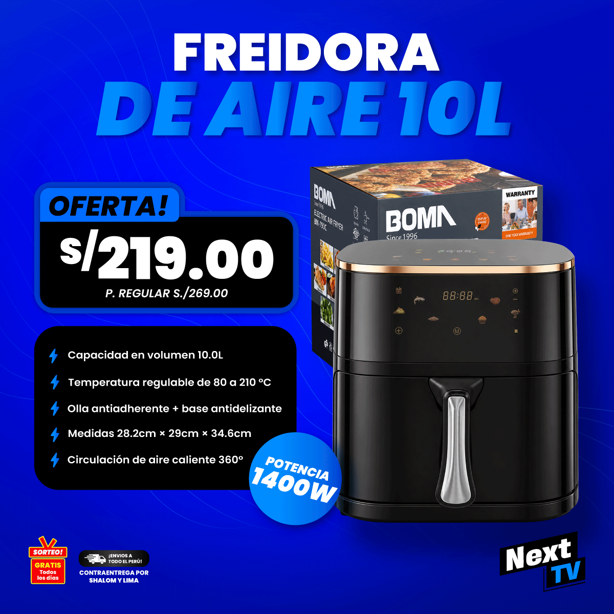 FREIDORA DE AIRE 10L 1400W BM-790C
