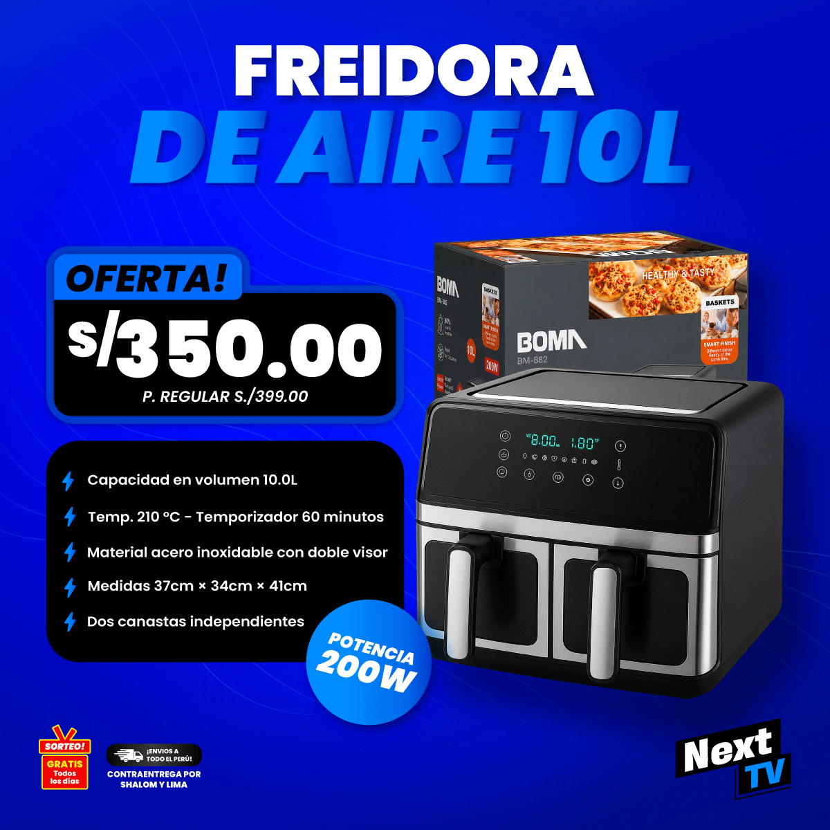 FREIDORA DE AIRE 10L 200W BM-882