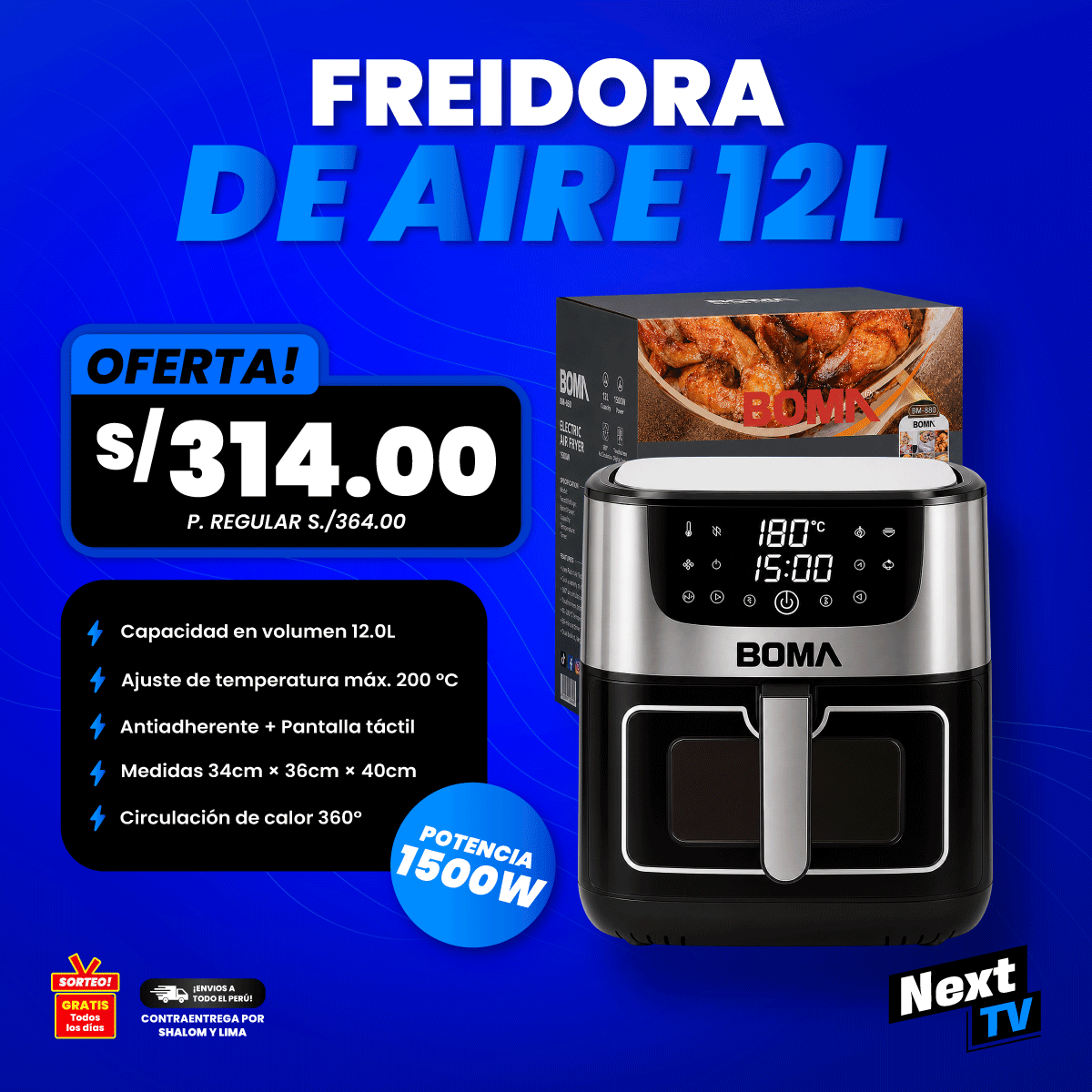 FREIDORA DE AIRE 12L 1500W BM-880