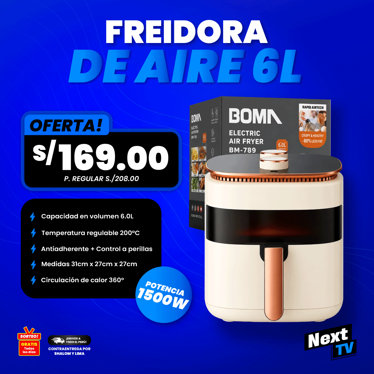 FREIDORA DE AIRE 6L 1500W BM-789