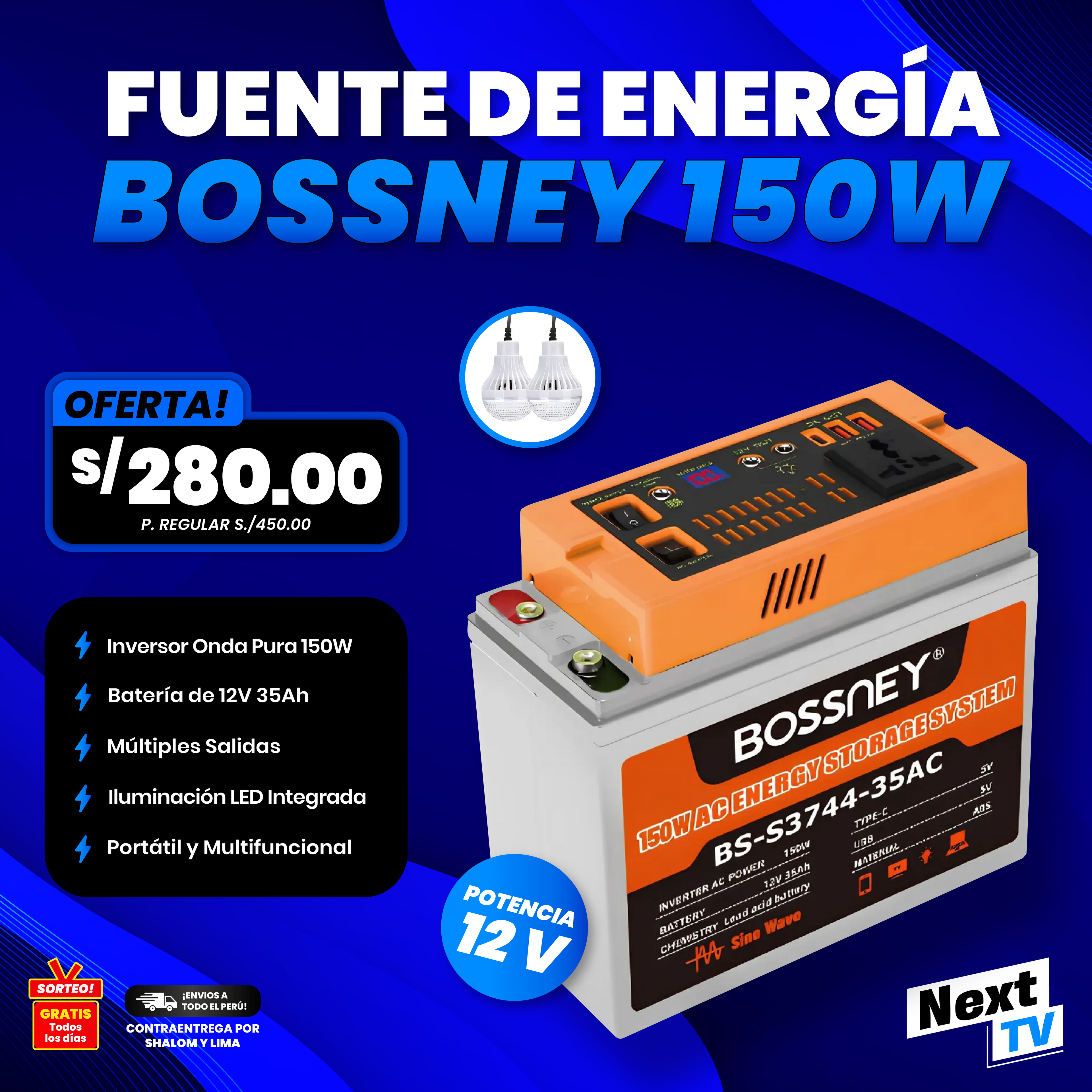 FUENTE DE ENERGIA BOSSNEY 150W