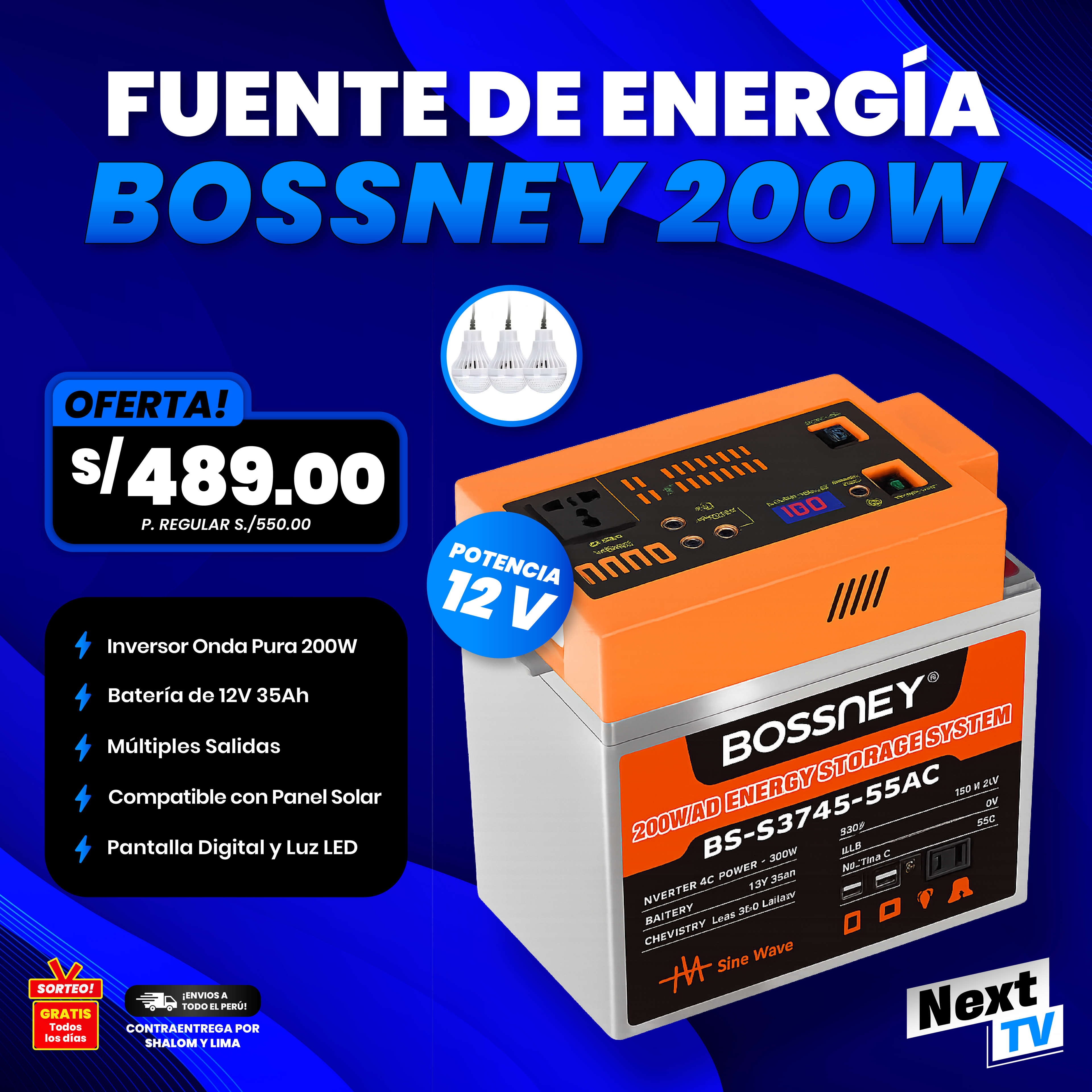 FUENTE DE ENERGIA BOSSNEY 200W