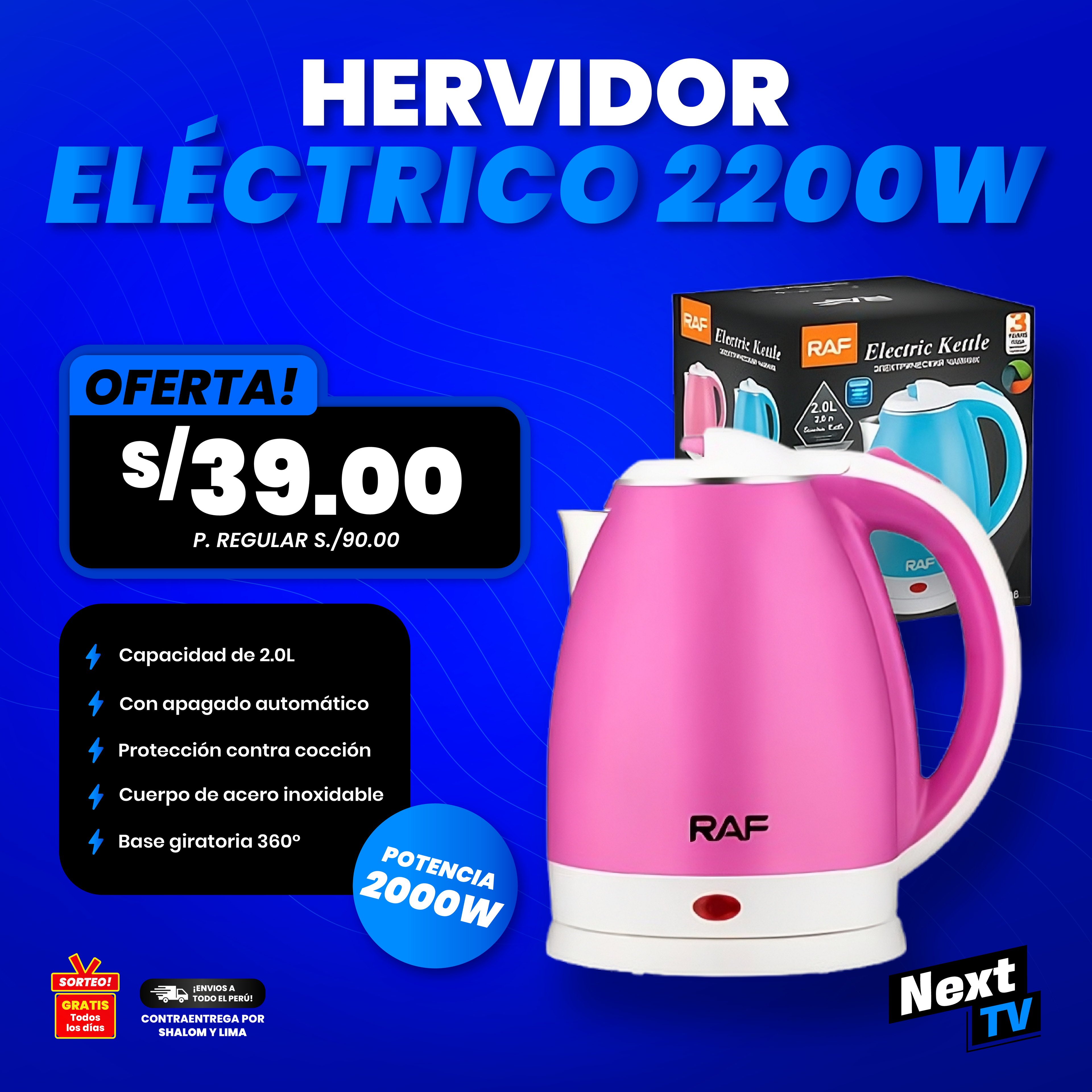 HERVIDOR ELÉCTRICO RAF 2000W