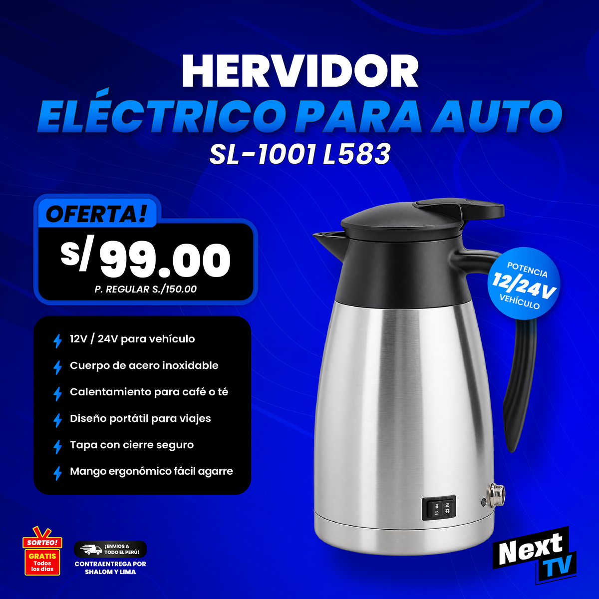 HERVIDOR ELÉCTRICO PARA AUTO SL-1001 L583