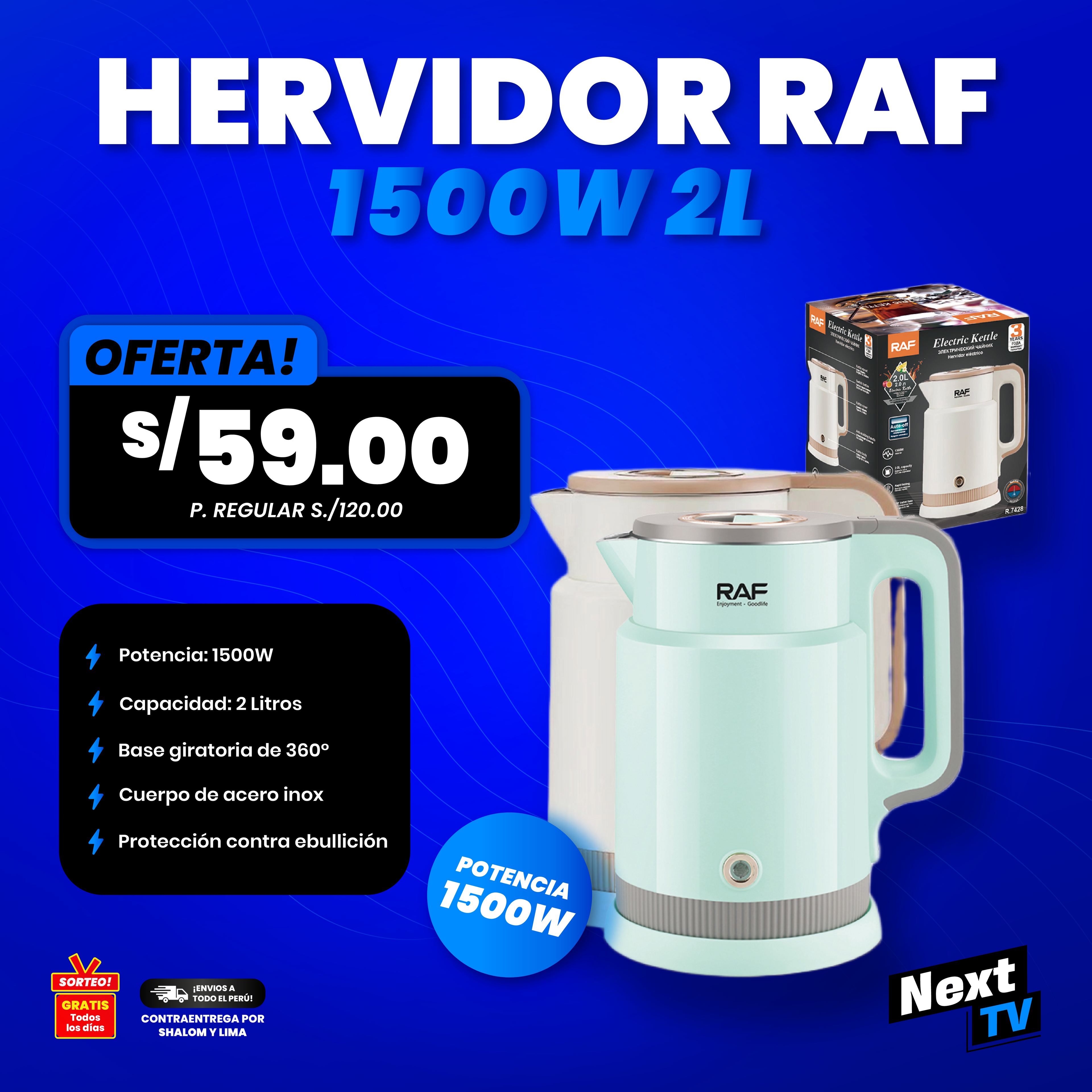 HERVIDOR RAF 1500W 2L