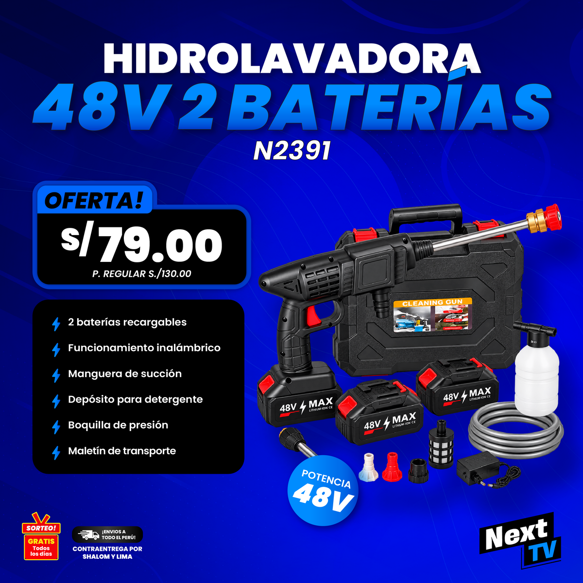 HIDROLAVADORA 48V 2 BATERÍAS N2391