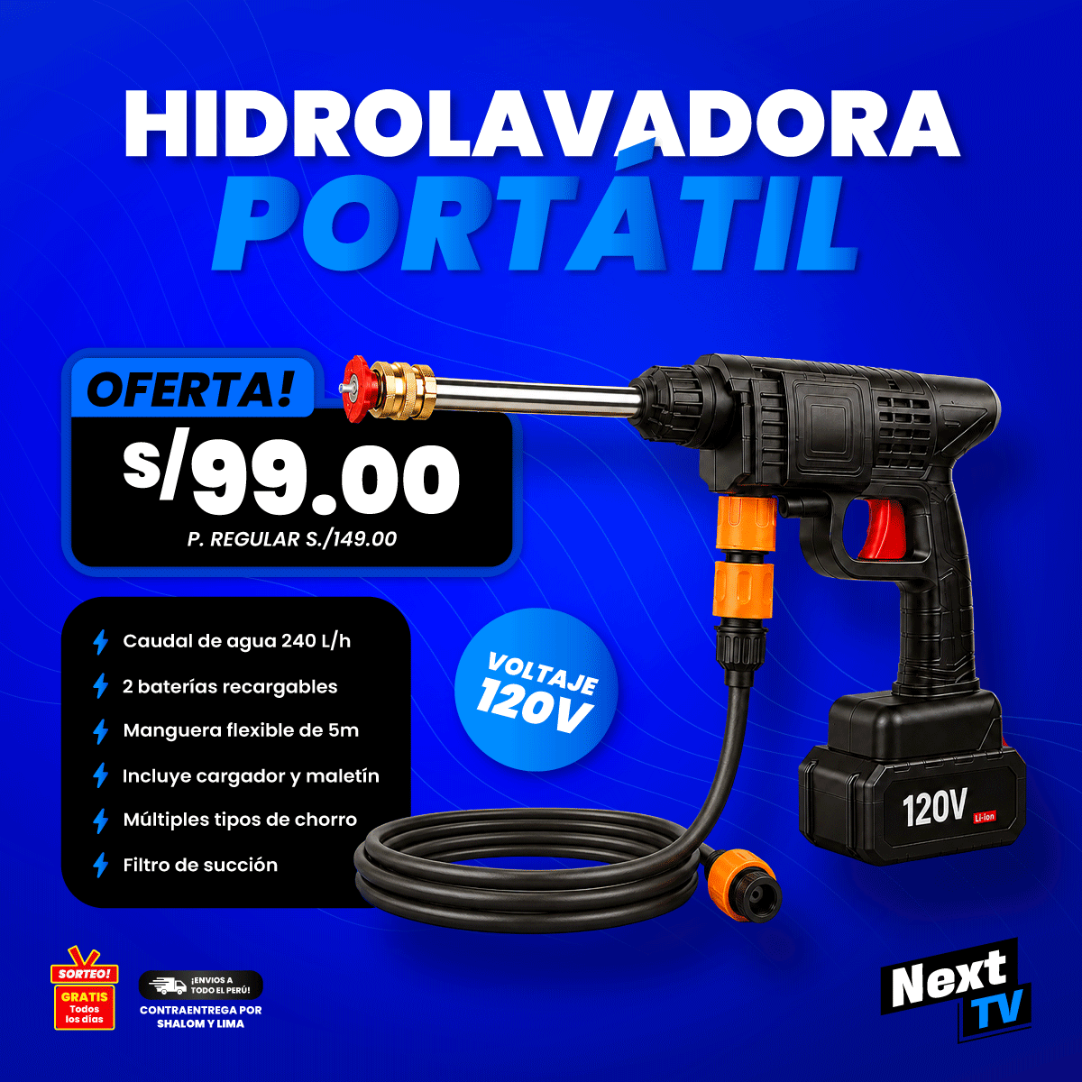 HIDROLAVADORA PORTÁTIL 120V
