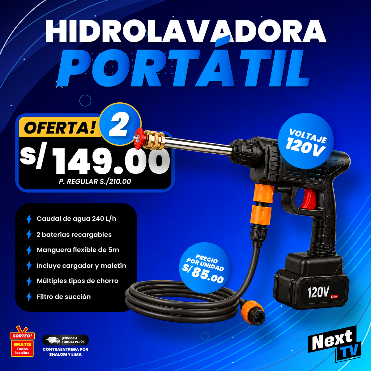 HIDROLAVADORA PORTÁTIL 120V