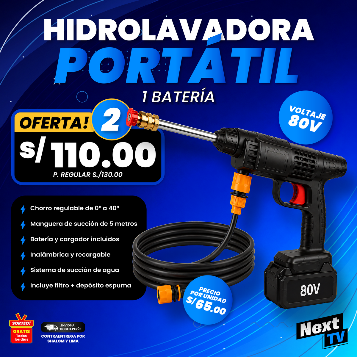 HIDROLAVADORA PORTÁTIL 80V