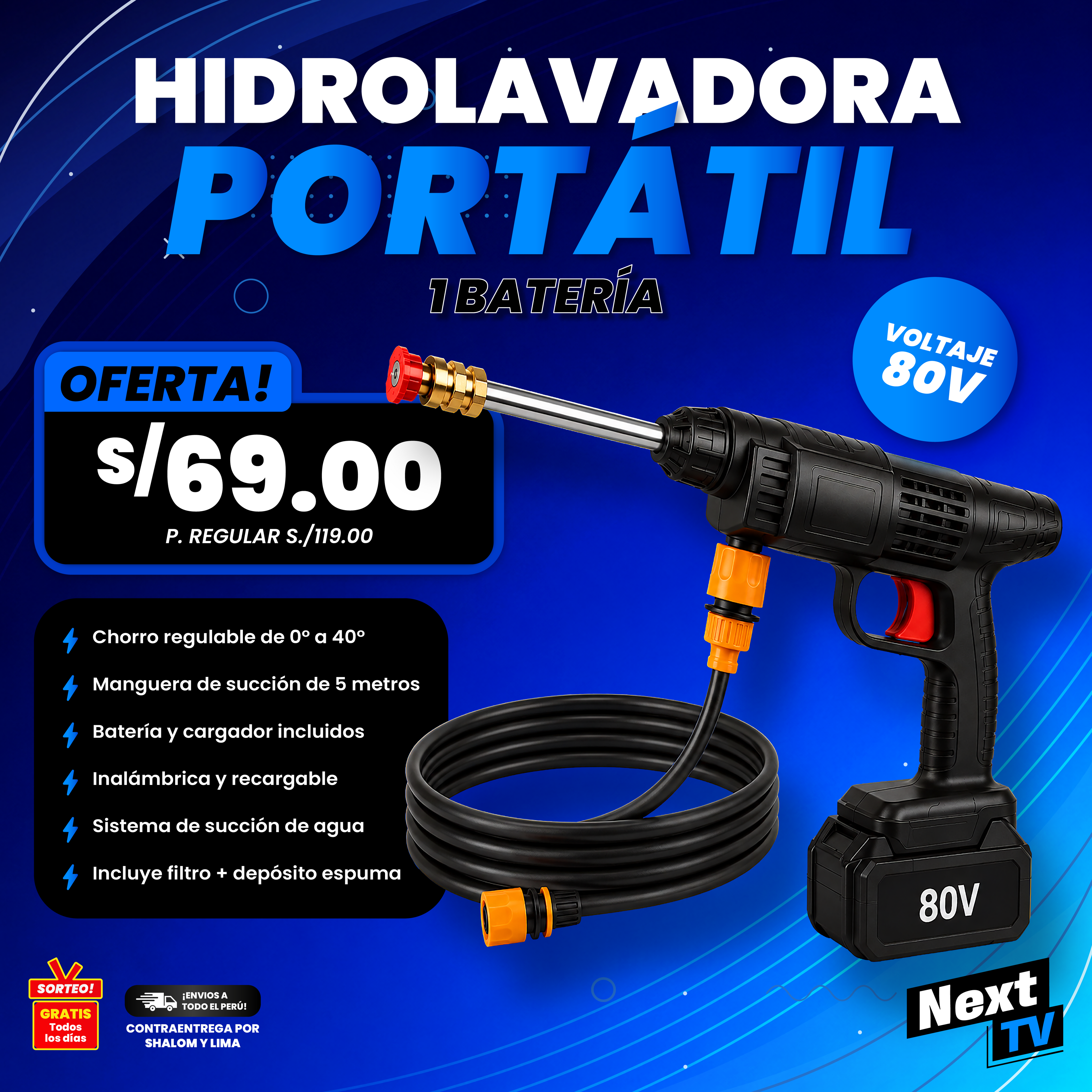 HIDROLAVADORA PORTÁTIL 80V