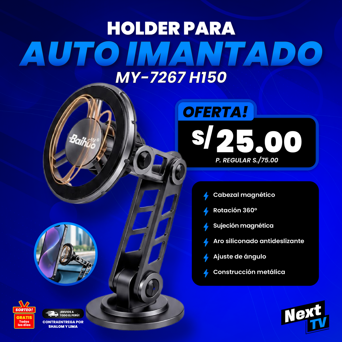 HOLDER PARA AUTO IMANTADO MY-7267 H150