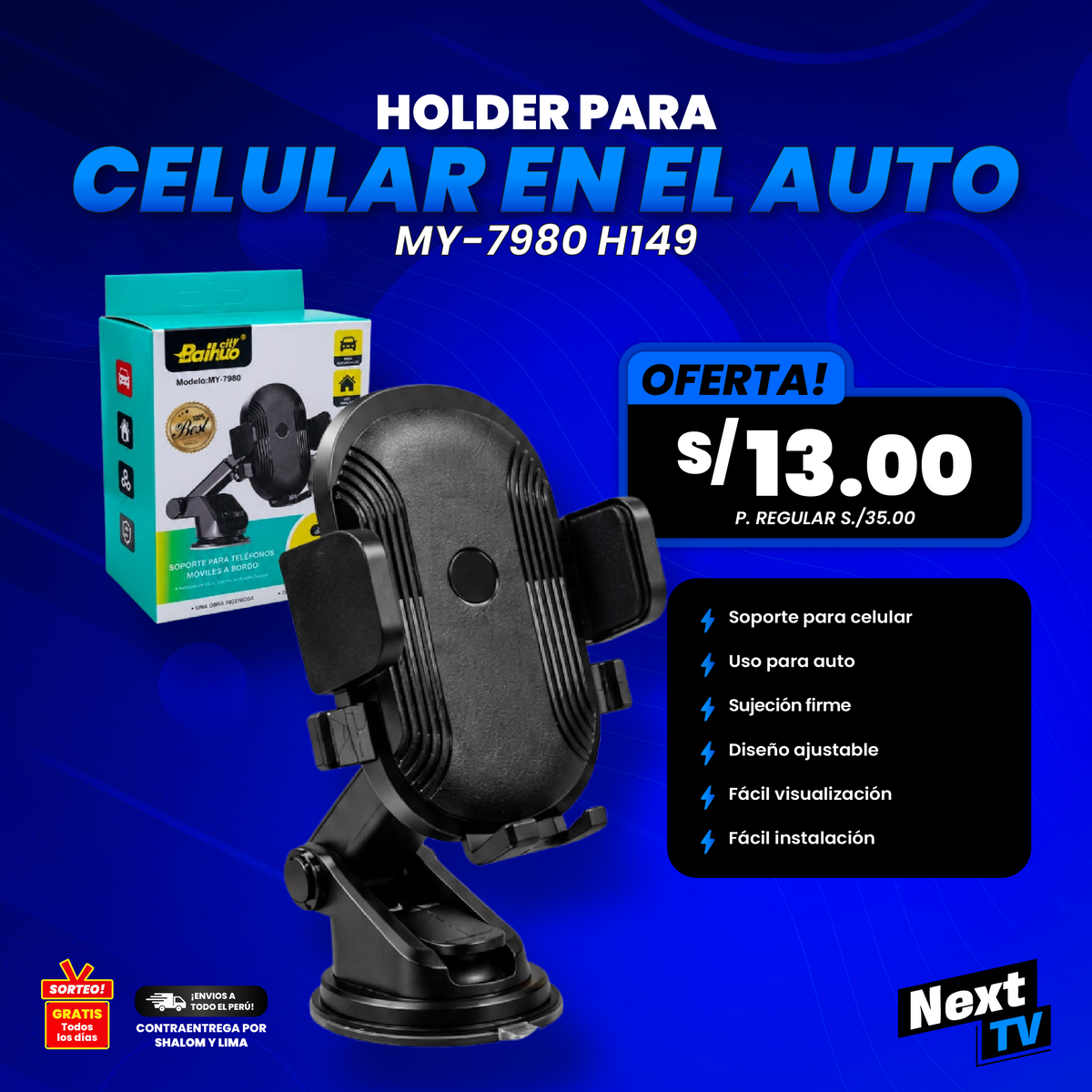 HOLDER PARA CELULAR EN EL AUTO MY-7980 H149