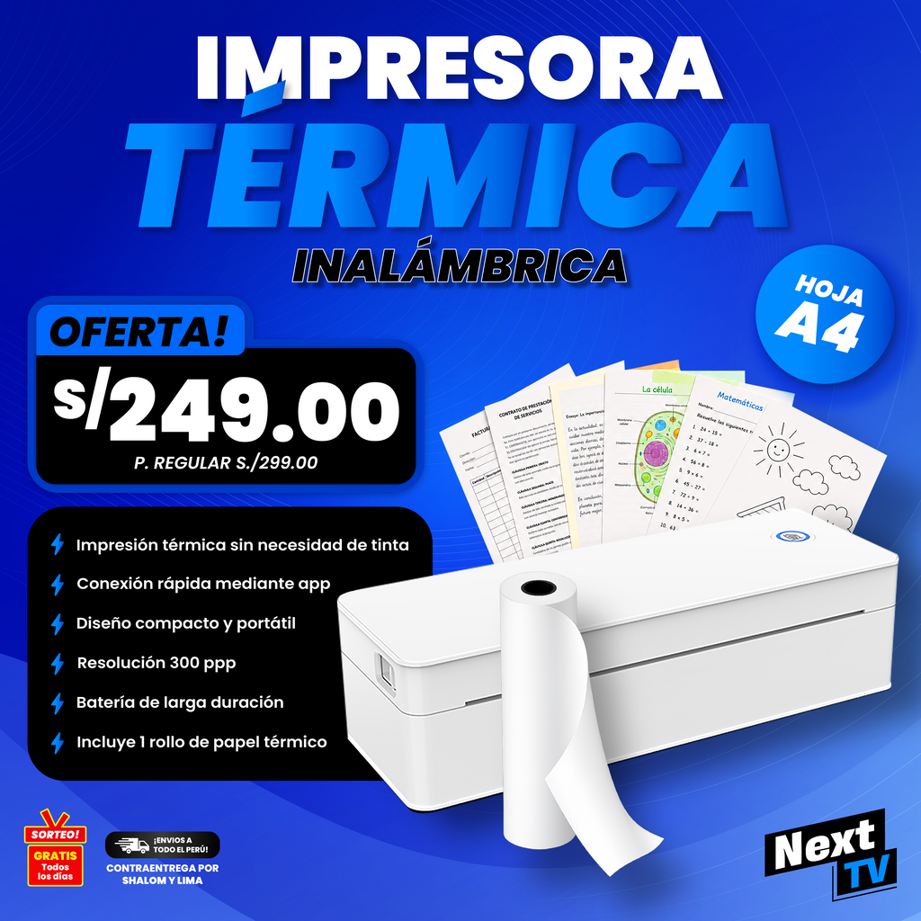 IMPRESORA TÉRMICA A4 PORTÁTIL