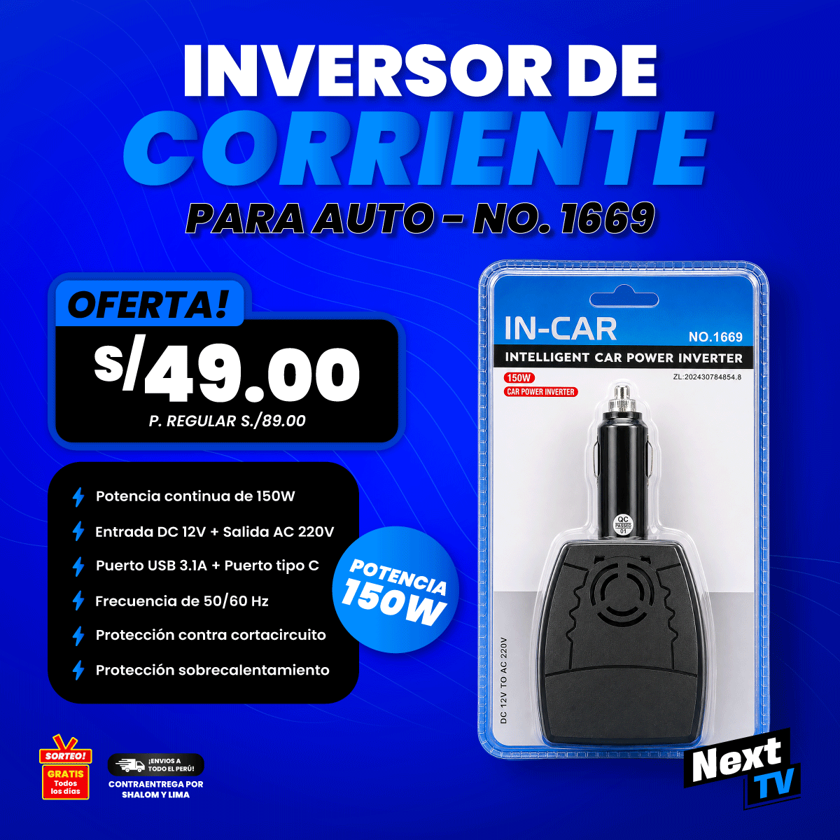 INVERSOR DE CORRIENTE IN-CAR NO.1669