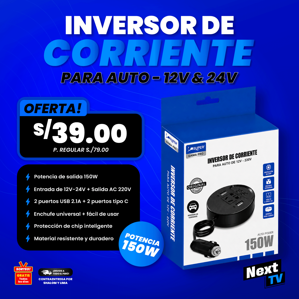 INVERSOR DE CORRIENTE 150W
