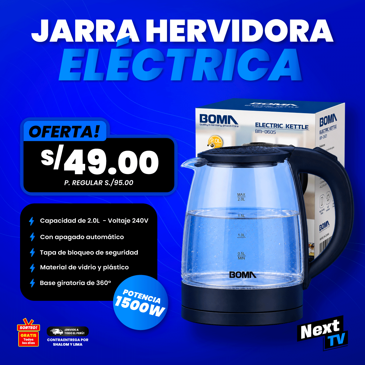 JARRA HERVIDORA ELÉCTRICA 2 LITROS 1500W