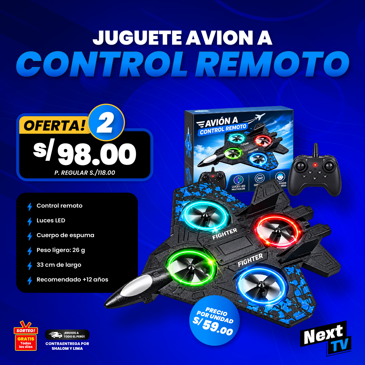 JUGUETE AVION A CONTROL REMOTO E72