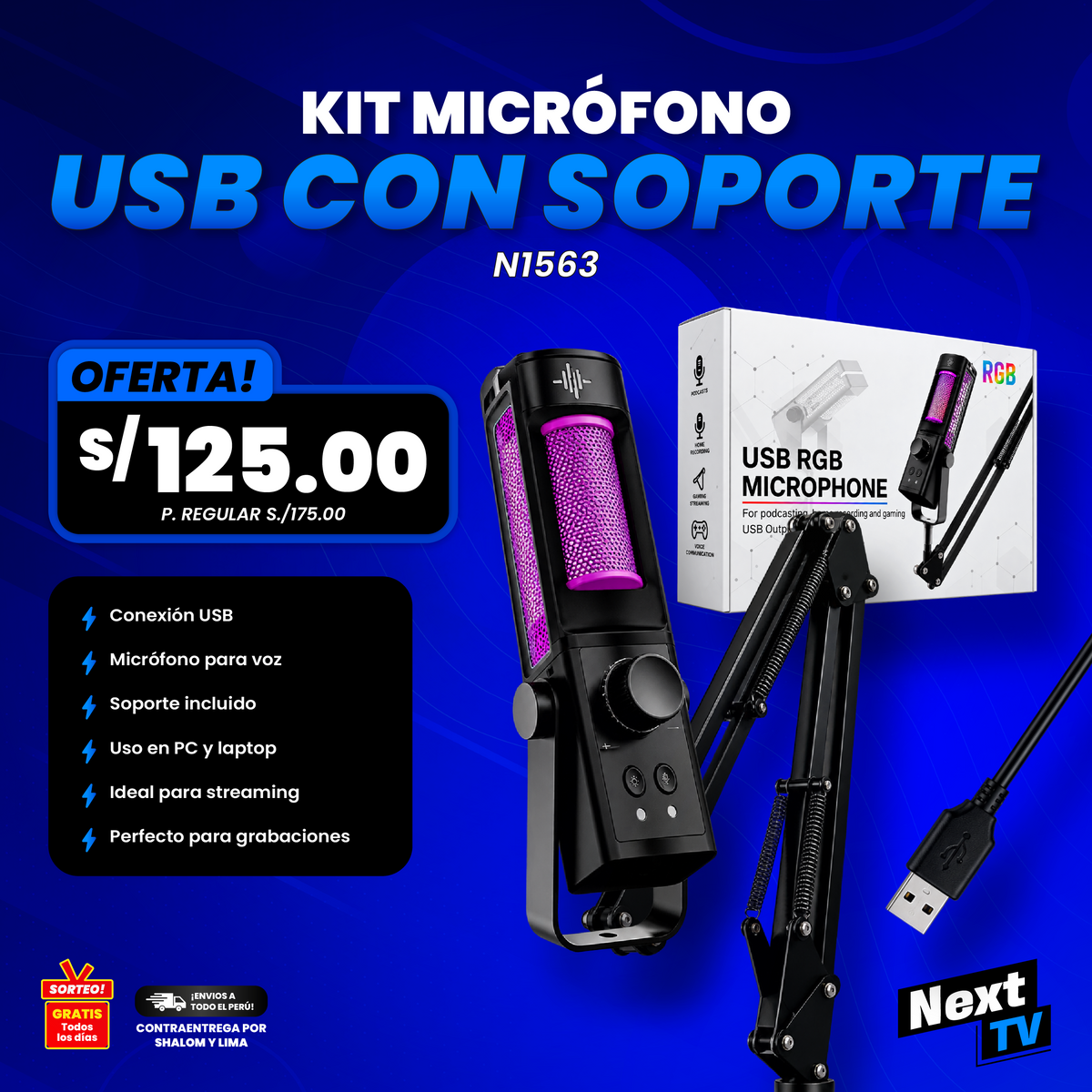 KIT MICROFONO USB CON SOPORTE N1563