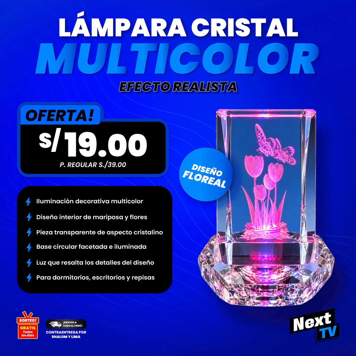 LAMPARA CRISTAL MULTICOLOR - N2252