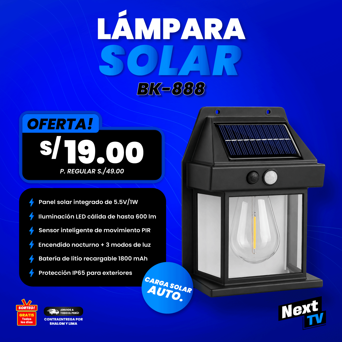 LÁMPARA SOLAR BK-888