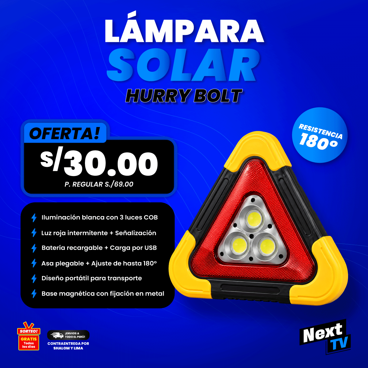 LÁMPARA SOLAR HURRY BOLT JF-14003 - N2278