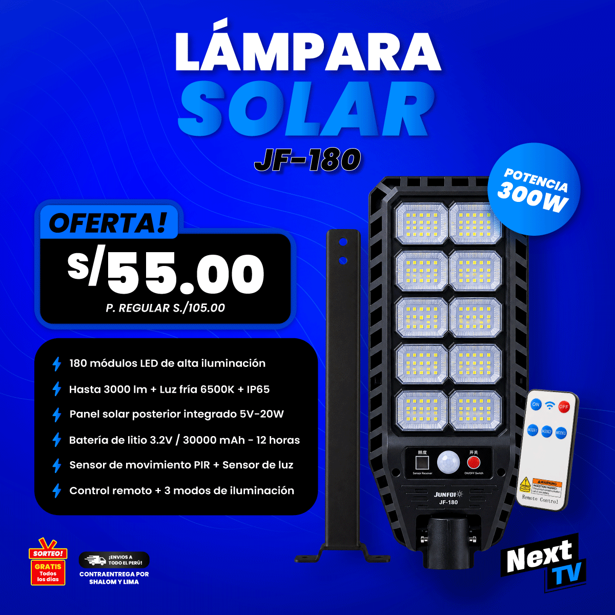 LÁMPARA SOLAR JF-180 - N2273