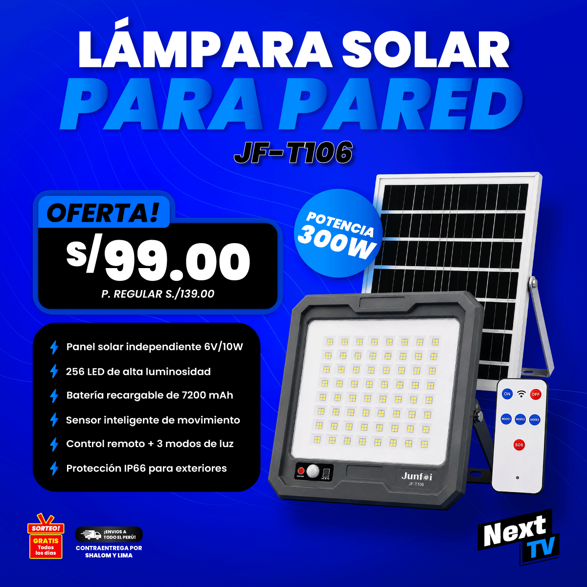 LÁMPARA SOLAR PARA PARED JF-T106