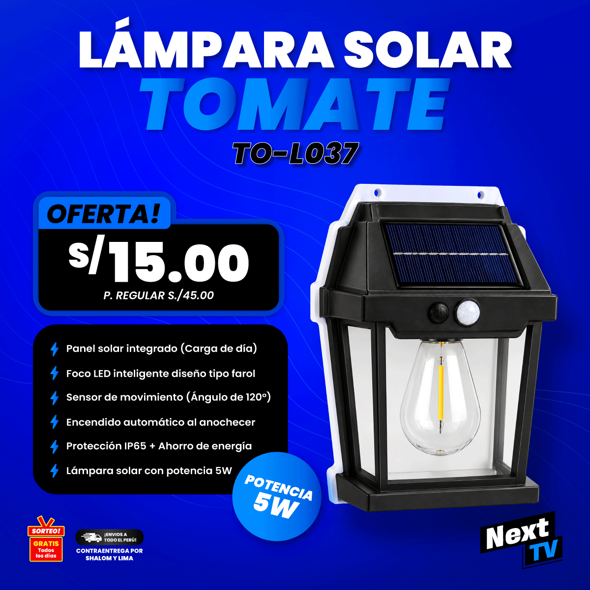 LÁMPARA SOLAR TOMATE TO-L037 - N2307