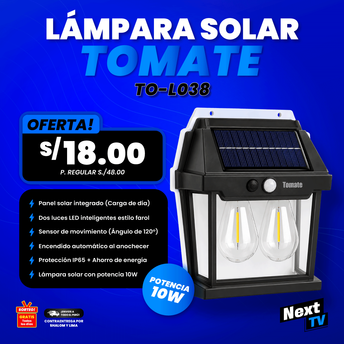 LÁMPARA SOLAR TOMATE TO-L038 - N2308