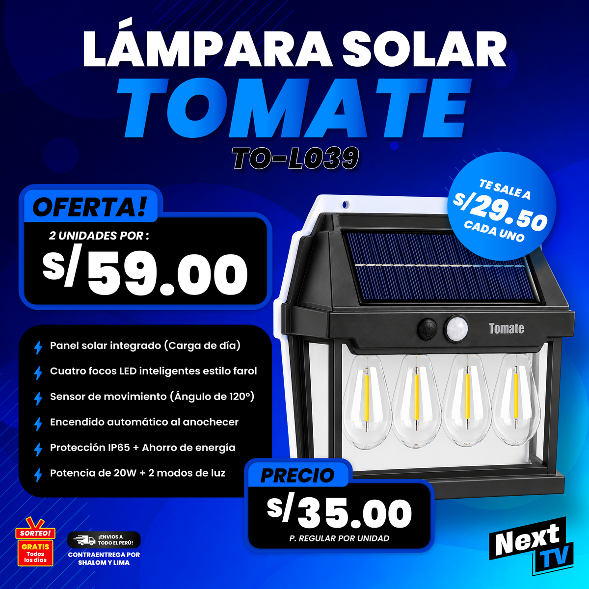 LÁMPARA SOLAR TOMATE TO-L039 - N2309