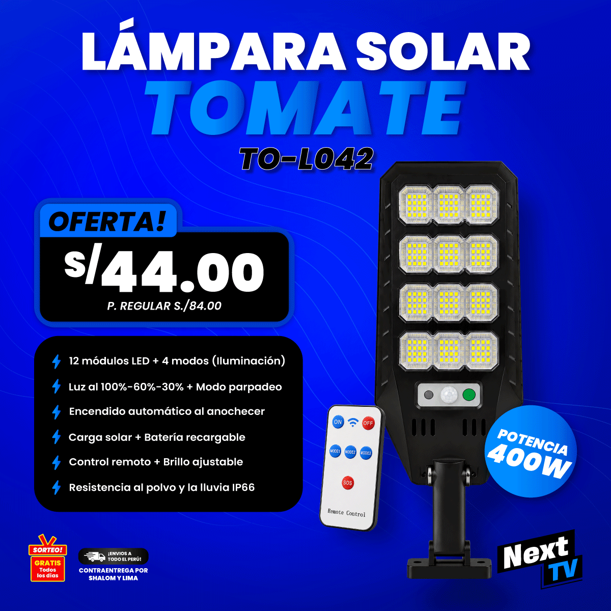 LÁMPARA SOLAR TOMATE TO-L042 - N2311