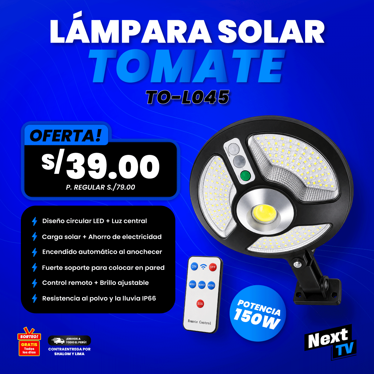 LÁMPARA SOLAR TOMATE TO-L045 - N2312