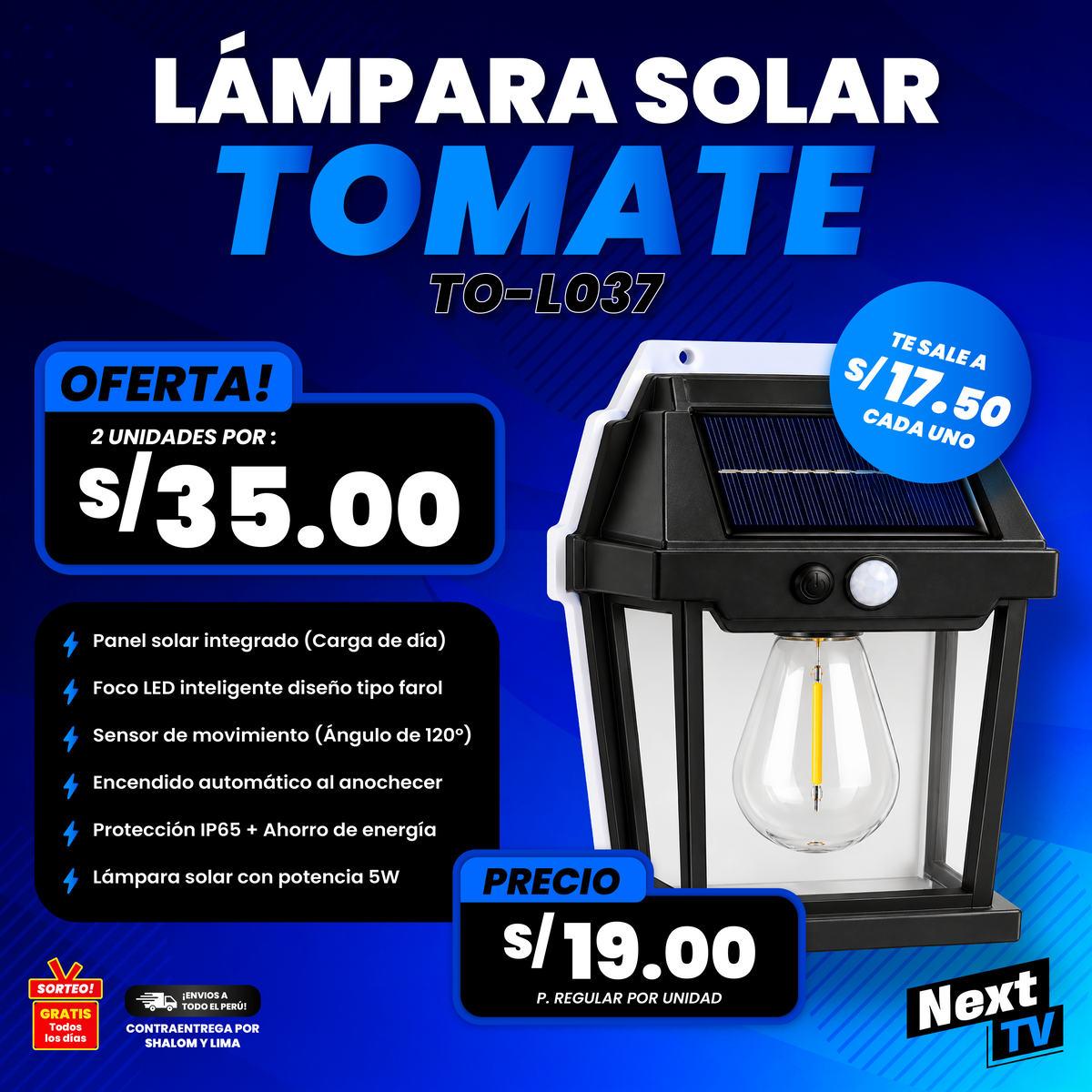 LÁMPARA SOLAR TOMATE TO-L037 - N2307