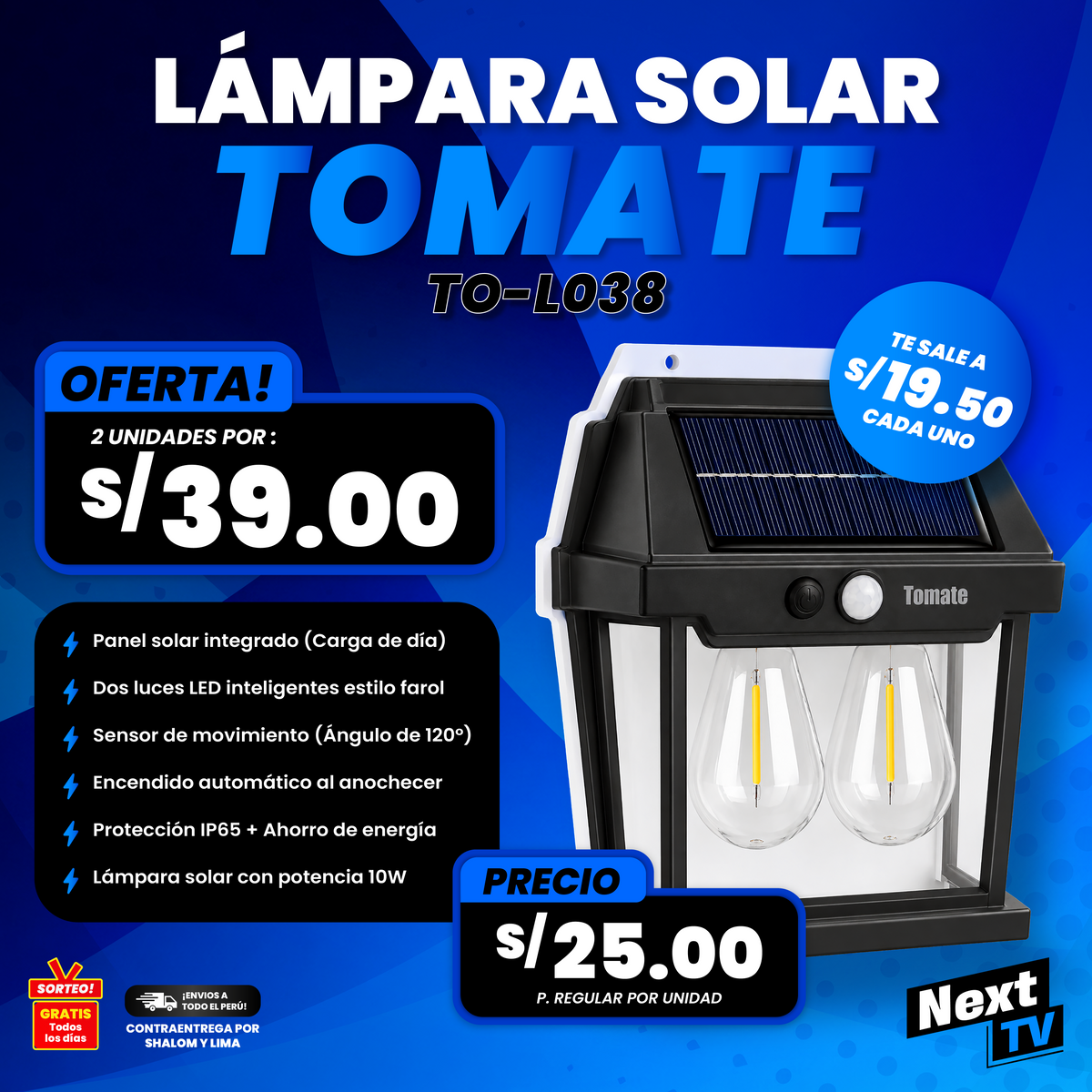 LÁMPARA SOLAR TOMATE TO-L038 - N2308