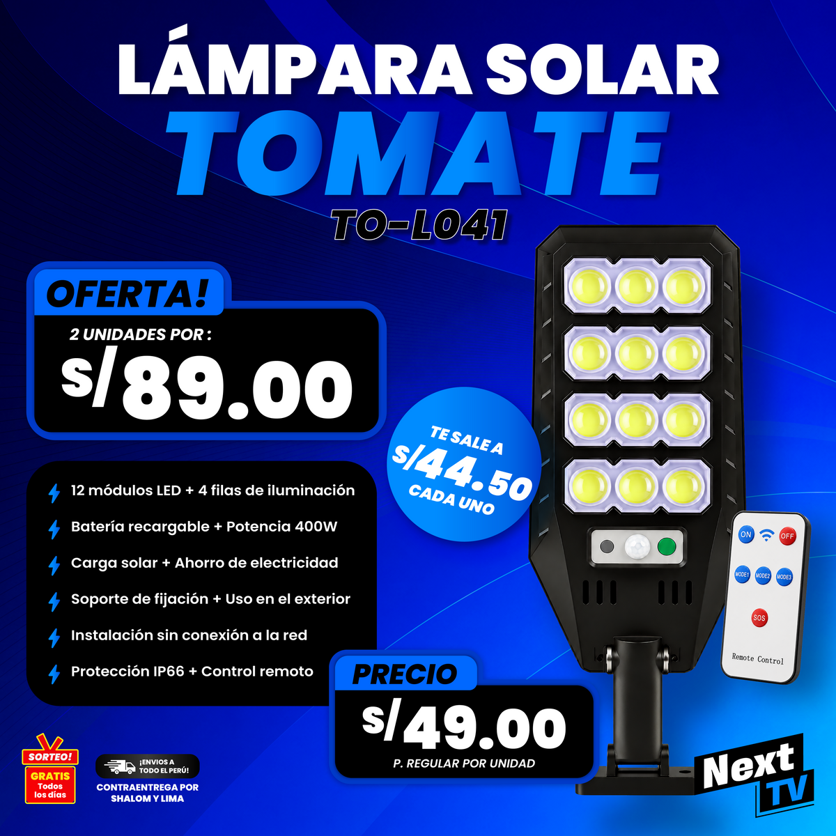 LÁMPARA SOLAR TOMATE TO-L041 - N2310